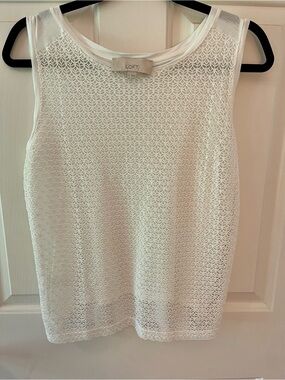 LOFT White Lace Overlay Sleeveless Top